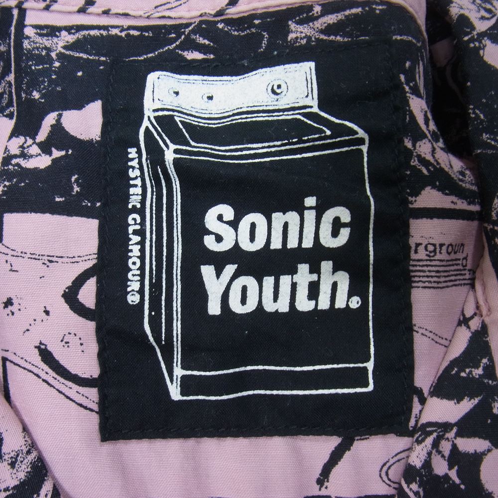 HYSTERIC GLAMOUR ヒステリックグラマー 02211AH02 SONIC YOUTH UG PATTERN柄 オープンカラーシャツ ピンク系 L【中古】