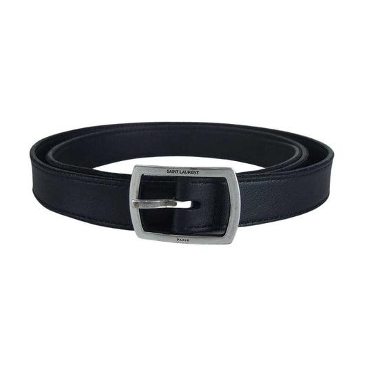 SAINT LAURENT サンローラン ナロー レザー ベルト ブラック系【中古】