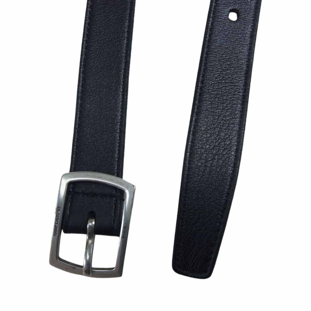SAINT LAURENT サンローラン ナロー レザー ベルト ブラック系【中古】