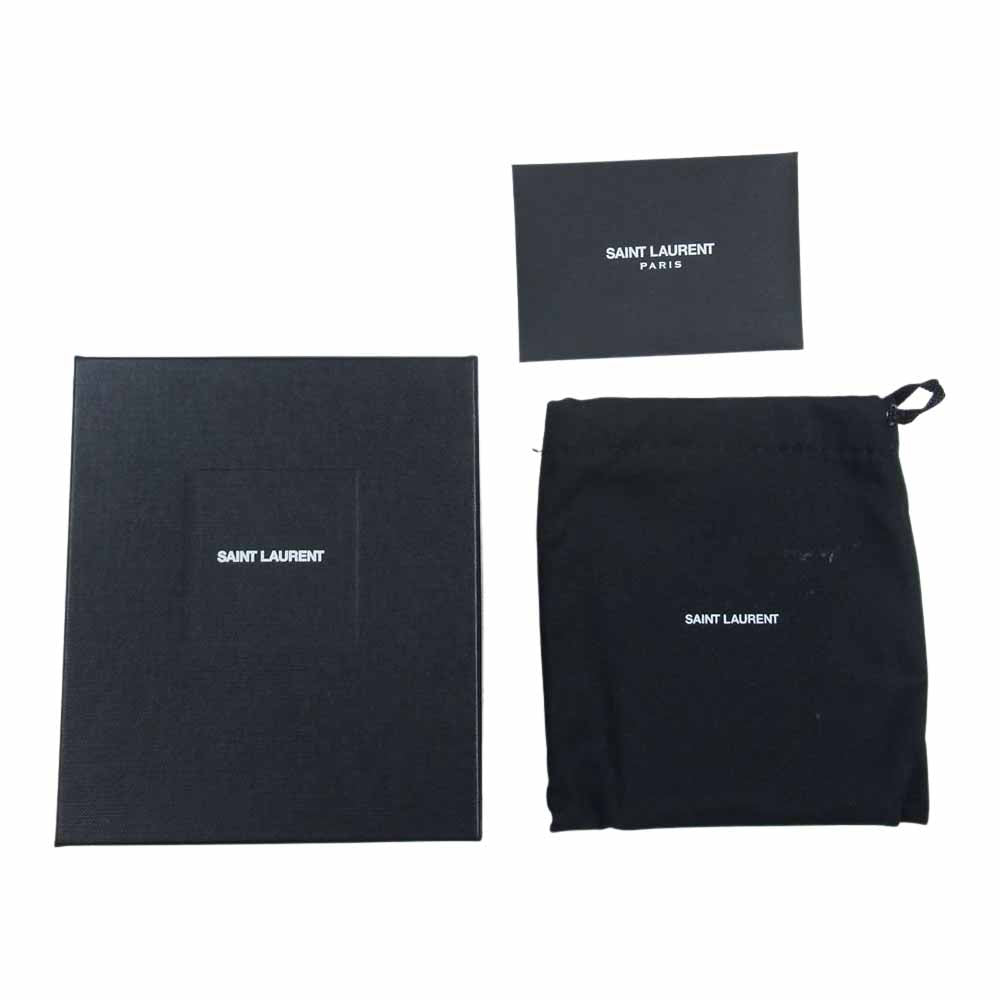 SAINT LAURENT サンローラン ナロー レザー ベルト ブラック系【中古】
