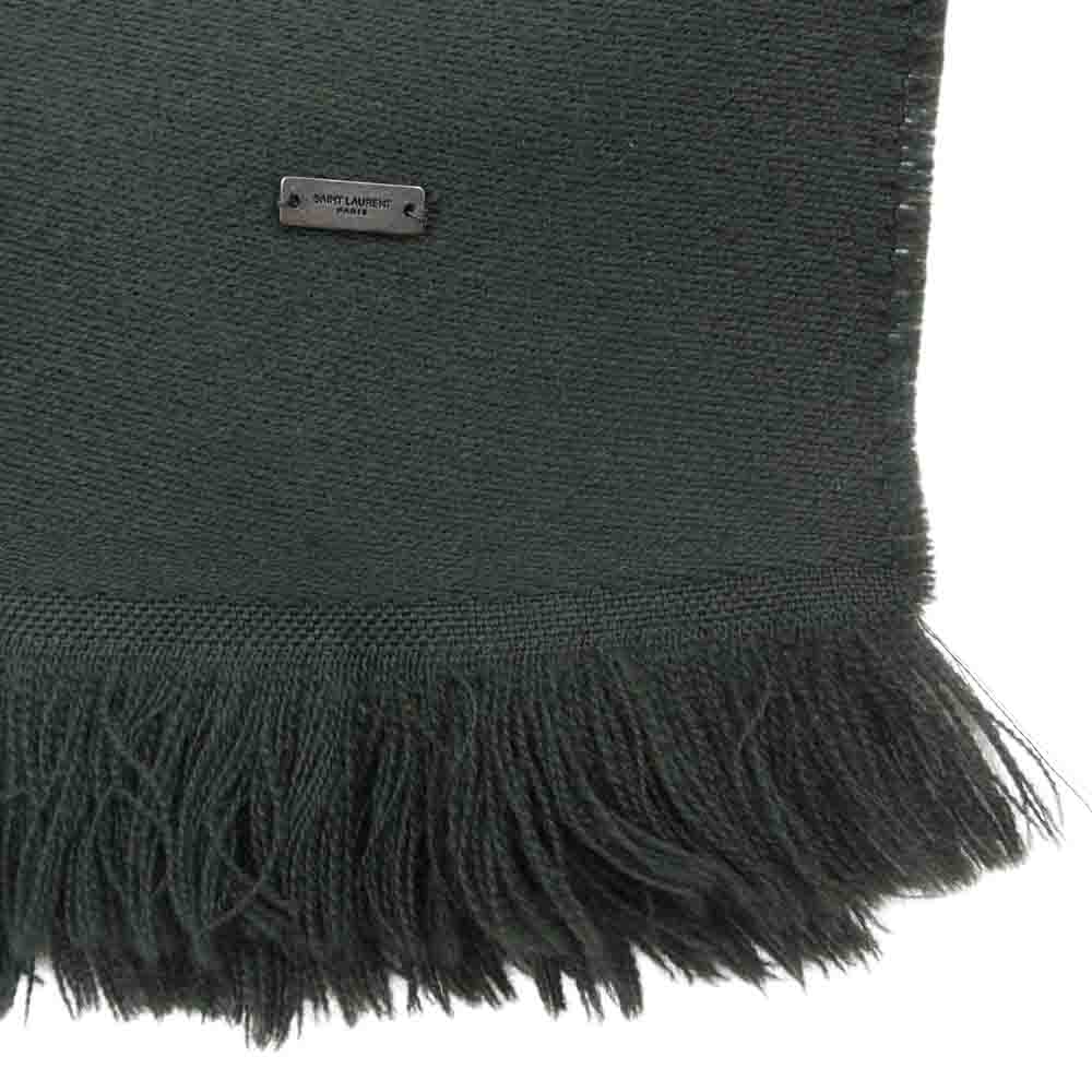 SAINT LAURENT サンローラン 654577 3Y210 ウール ジャガード ストール マフラー カーキ系【美品】【中古】