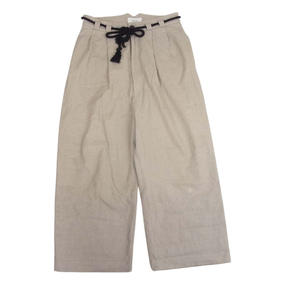 ロギーケイ 日本製 リネン コットン ワイド パンツ ベージュ系 M【中古】