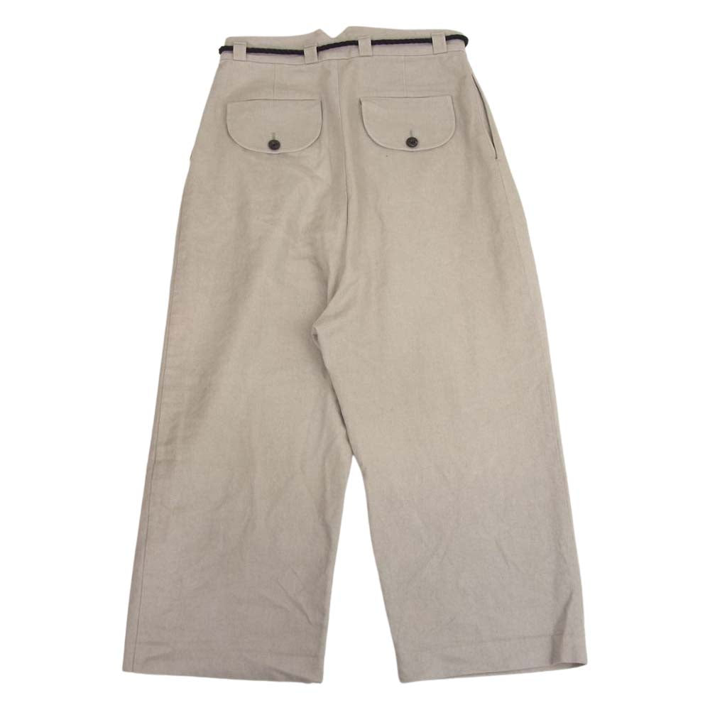 ロギーケイ 日本製 リネン コットン ワイド パンツ ベージュ系 M【中古】