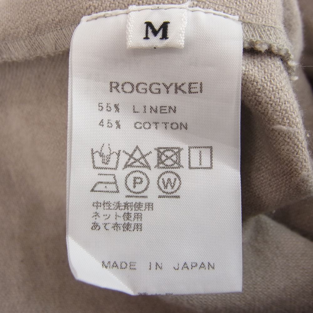 ロギーケイ 日本製 リネン コットン ワイド パンツ ベージュ系 M【中古】