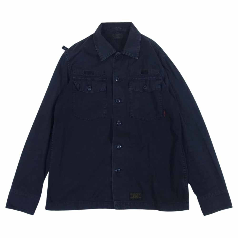 WTAPS ダブルタップス 13AW 132GWDT-SHM03 BUDS L/S  SHIRT COTTON TWILL コットン ミリタリー シャツ ブラック系 ダークネイビー系 2【中古】