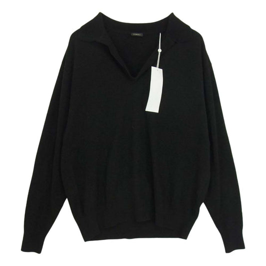 COMOLI コモリ 22SS V01-06009 16G カシミヤシルク スキッパーニット ブラック ブラック系【新古品】【未使用】【中古】