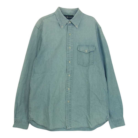 POLO RALPH LAUREN ポロ・ラルフローレン 90s シャンブレー 長袖 シャツ インディゴブルー系 M【中古】
