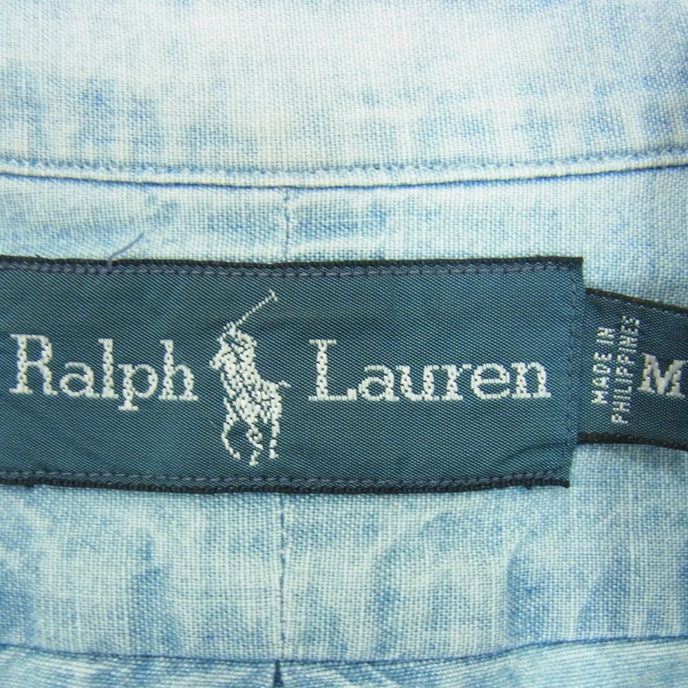 POLO RALPH LAUREN ポロ・ラルフローレン 90s シャンブレー 長袖 シャツ インディゴブルー系 M【中古】