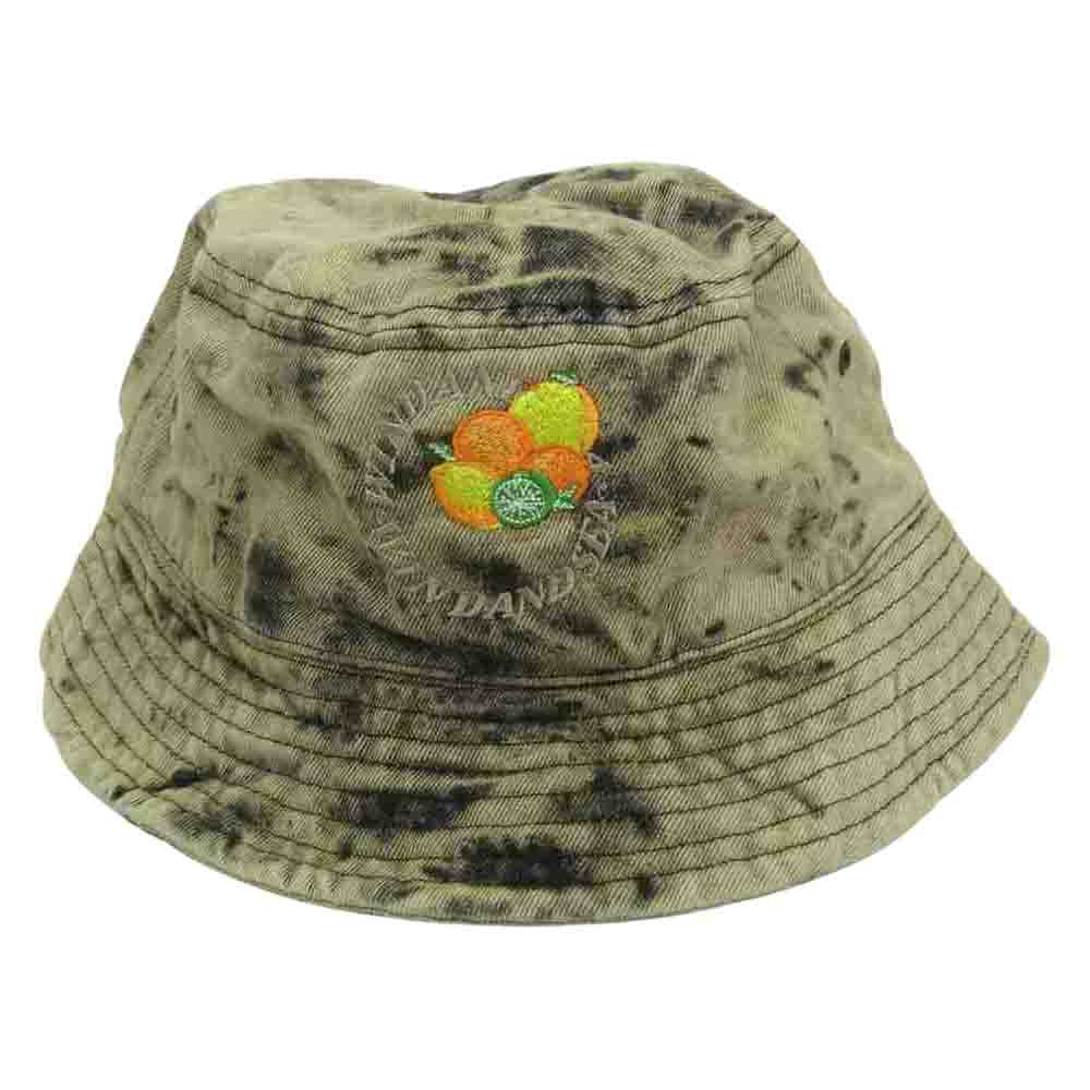 WIND AND SEA ウィンダンシー WDS-AC-134 W&S J.FRESH-CIRCLE Bleached Denim Bucket Hat フレッシュ サークル 刺繍ロゴ フルーツ ブリーチ加工 デニム バケット ハット F【美品】【中古】