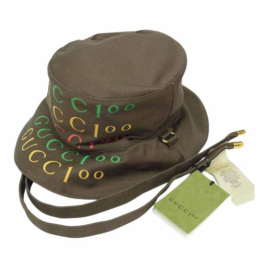 GUCCI グッチ 679993 4HAME リバーシブル バケットハット ブラウン ブラウン系 L【美品】【中古】