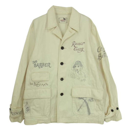 GANGSTERVILLE ギャングスタービル GSV-14-AW-19 Olde JKT HAND PAINT ハンドペイント 加工 キャンバス ジャケット オフホワイト系 S【中古】