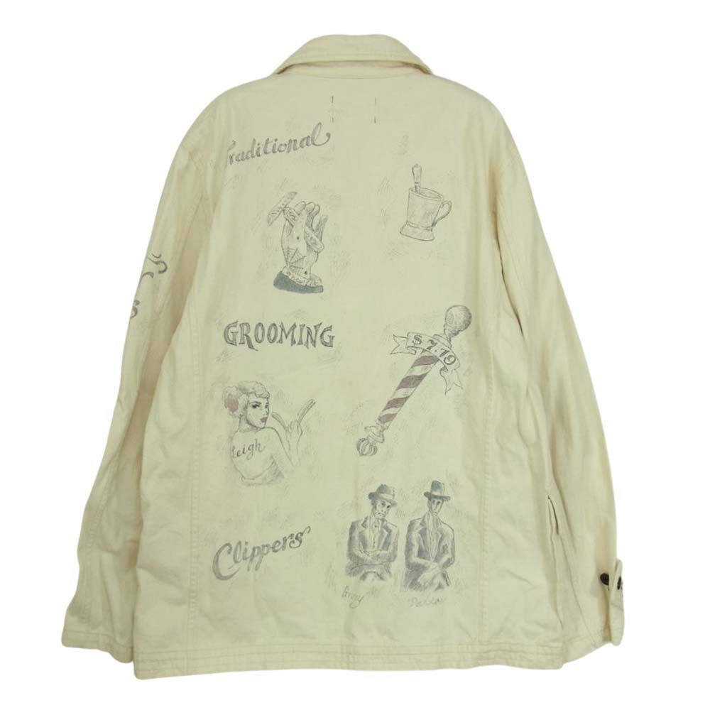 GANGSTERVILLE ギャングスタービル GSV-14-AW-19 Olde JKT HAND PAINT ハンドペイント 加工 キャンバス ジャケット オフホワイト系 S【中古】