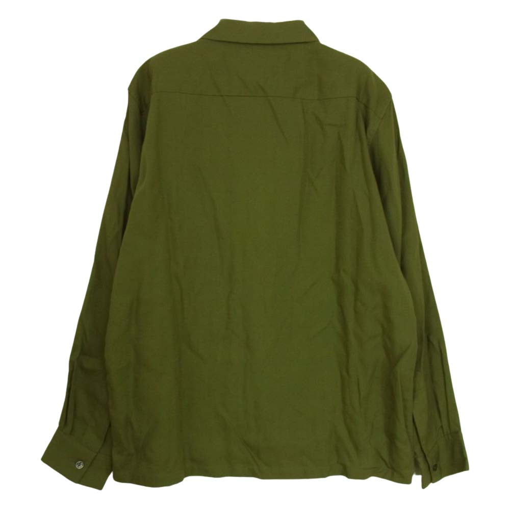 WACKO MARIA ワコマリア 16AW × WOLF’S HEAD ウルフズヘッド 鬼面 魂 オープンカラー 長袖 シャツ モスグリーン系 M【中古】