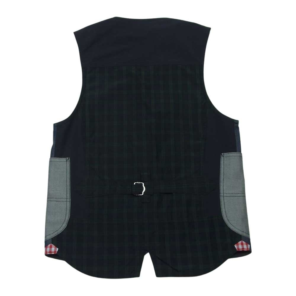JUNYA WATANABE COMME des GARCONS MAN ジュンヤワタナベコムデギャルソンマン AD2009 WE-V001 裏地チェック柄 デニム リバーシブル ベスト インディゴブルー系 グリーン系 レッド系 XS【中古】