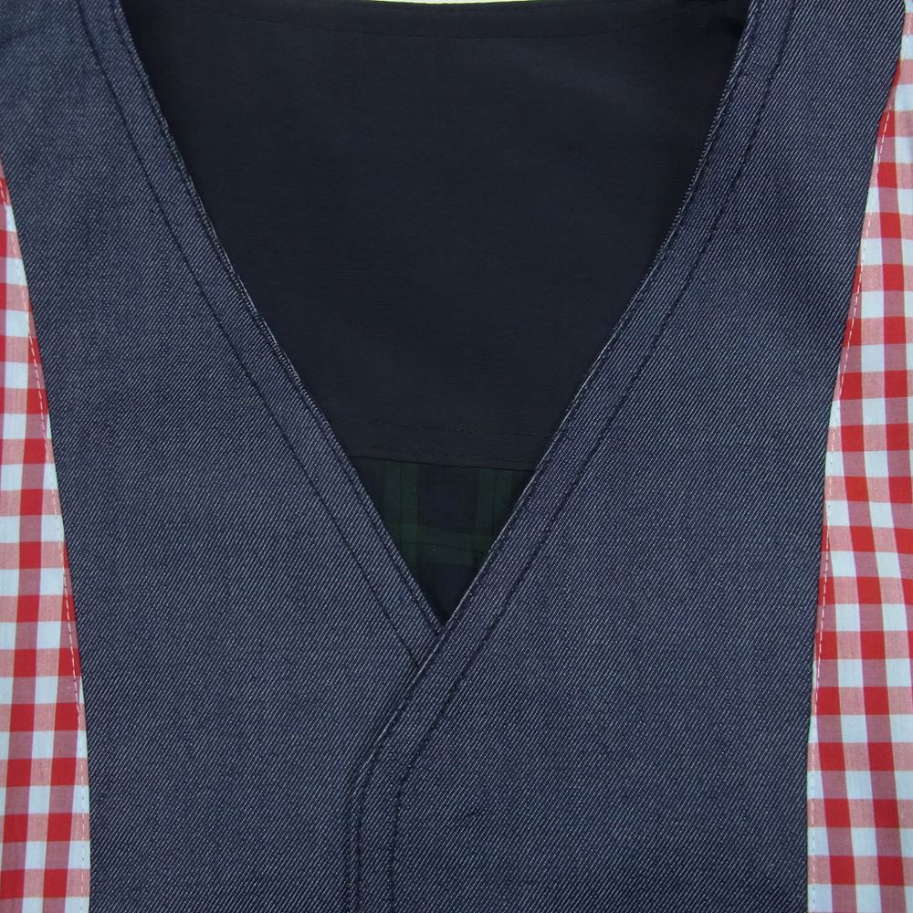 JUNYA WATANABE COMME des GARCONS MAN ジュンヤワタナベコムデギャルソンマン AD2009 WE-V001 裏地チェック柄 デニム リバーシブル ベスト インディゴブルー系 グリーン系 レッド系 XS【中古】