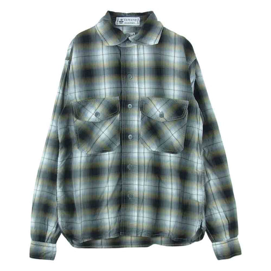 EVISU エヴィス yamane academy オンブレ チェック ワーク シャツ 長袖 コットン グレー系 36【中古】