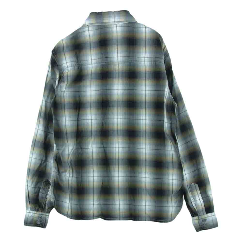 EVISU エヴィス yamane academy オンブレ チェック ワーク シャツ 長袖 コットン グレー系 36【中古】