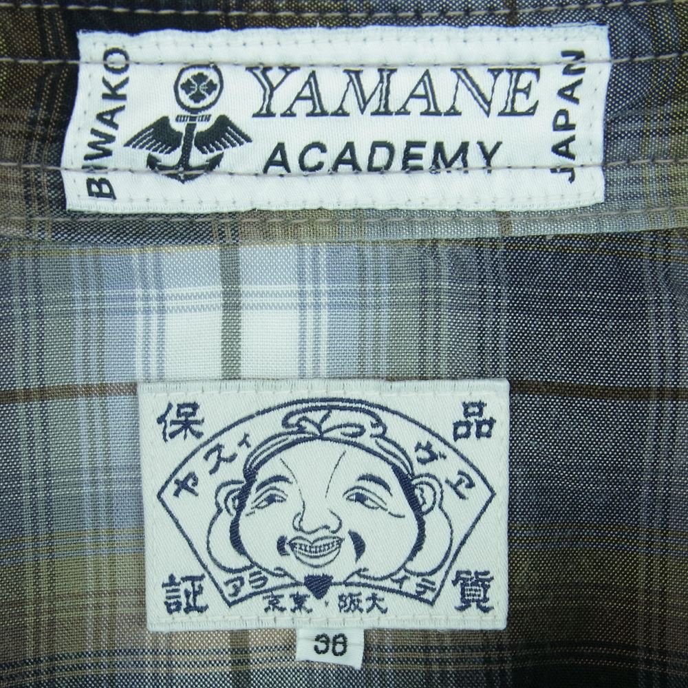 EVISU エヴィス yamane academy オンブレ チェック ワーク シャツ 長袖 コットン グレー系 36【中古】
