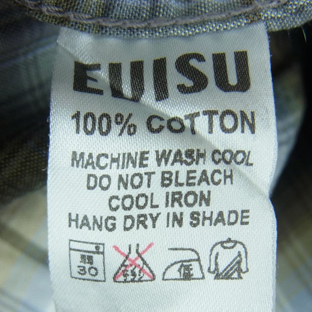 EVISU エヴィス yamane academy オンブレ チェック ワーク シャツ 長袖 コットン グレー系 36【中古】