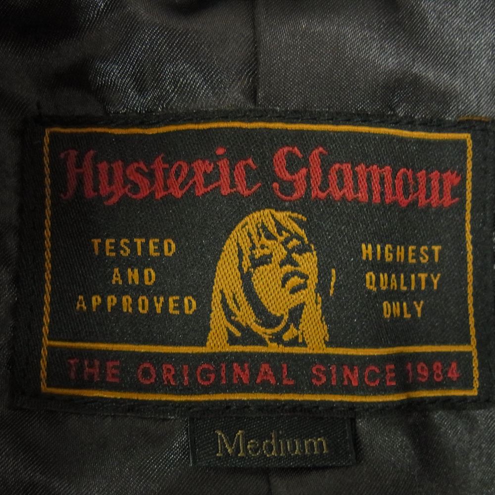 HYSTERIC GLAMOUR ヒステリックグラマー 02193AC03 SOUND&VISION S＆V サウンドビジョン 袖レザー切替 ワッペン付 Pコート スタジャン ブラック系 M【中古】
