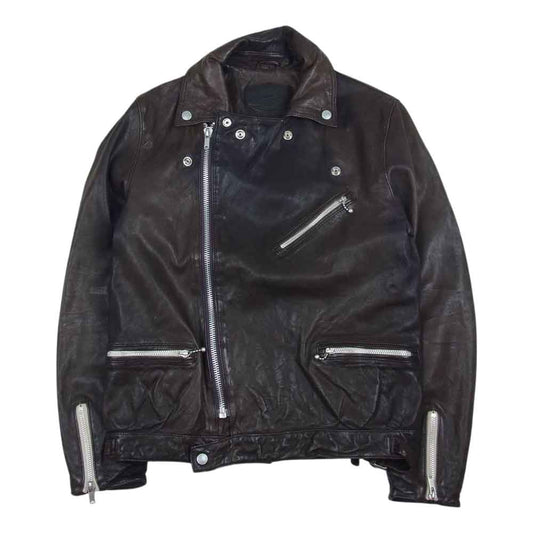 HYSTERIC GLAMOUR ヒステリックグラマー 0203LB01 羊皮 シープスキン レザー ダブル ライダース ジャケット ブラウン系 M【中古】