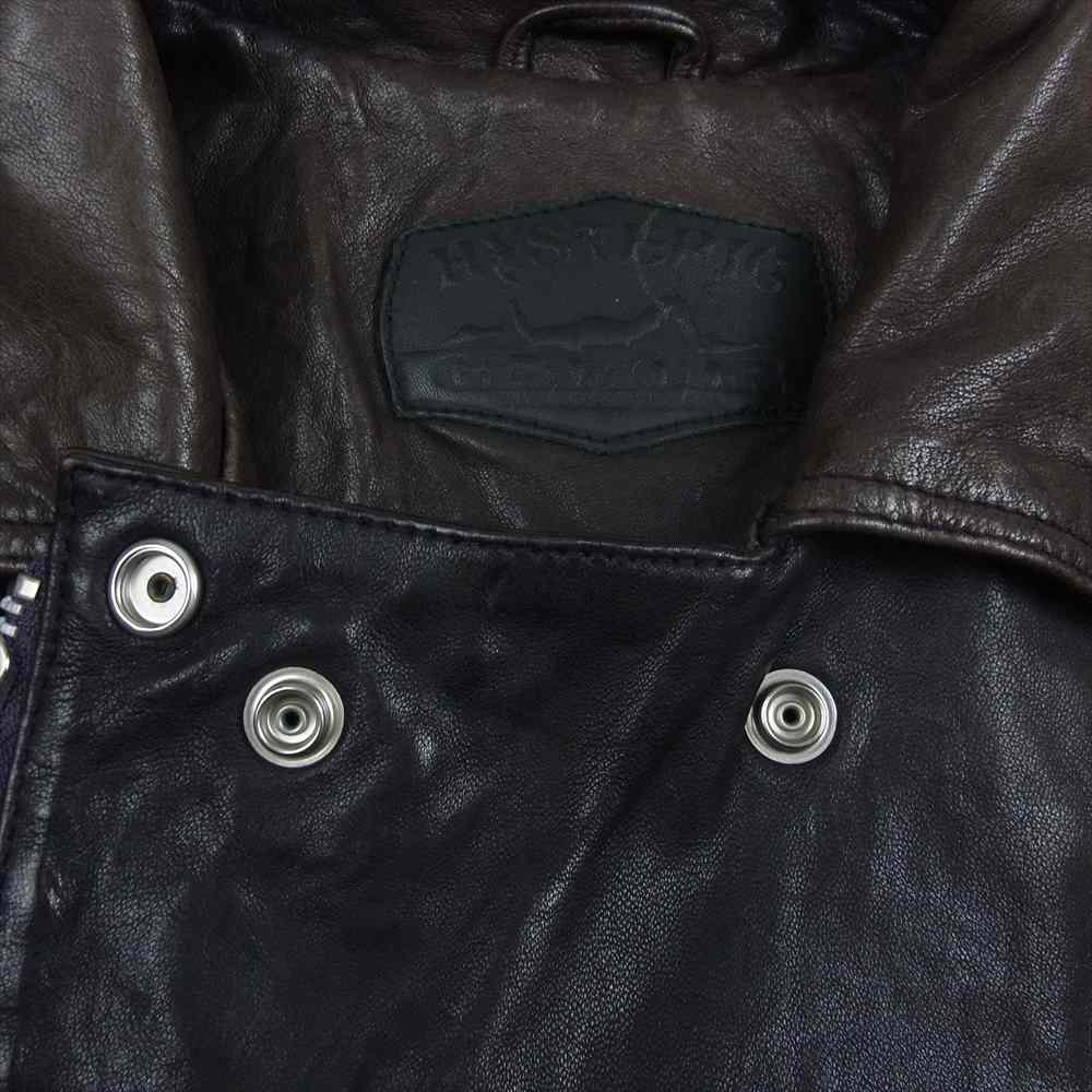 HYSTERIC GLAMOUR ヒステリックグラマー 0203LB01 羊皮 シープスキン レザー ダブル ライダース ジャケット ブラウン系 M【中古】