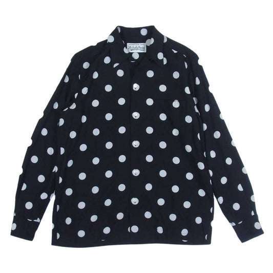 WACKO MARIA ワコマリア ドット プリント リヨセル 長袖 オープンカラー シャツ ブラック系 S【中古】