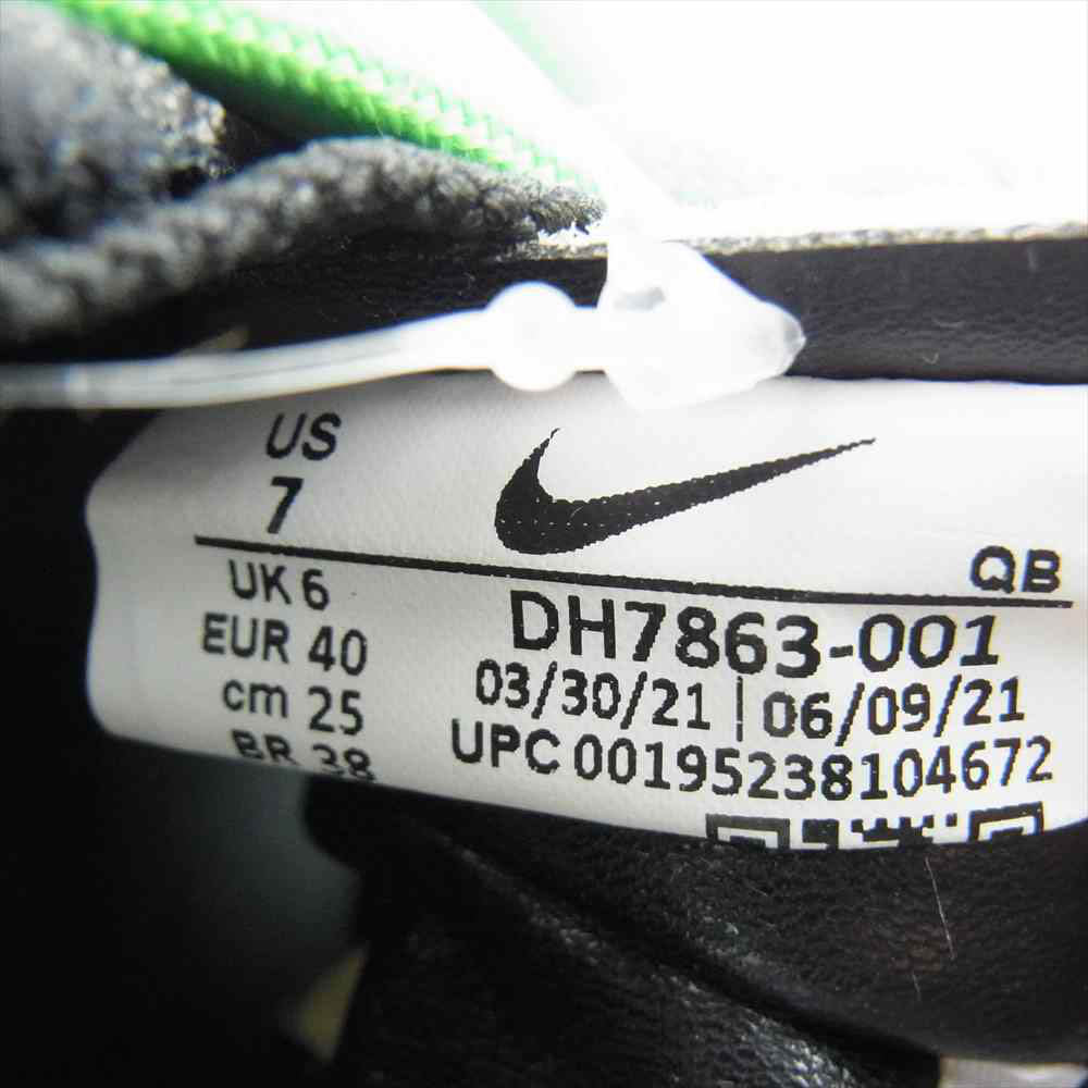 NIKE ナイキ DH7863-001 US7 × OFF-WHITE BLAZER LOW 77 ブレザー ロー オフホワイト ブレーザー ロー ブラック系 ライトグリーン系 25cm【新古品】【未使用】【中古】