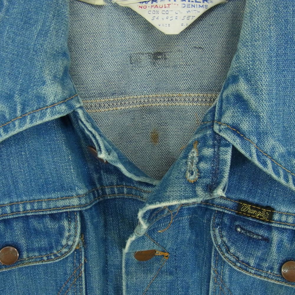 Wrangler ラングラー ヴィンテージ 80s 白三角タグ デニム ジャケット インディゴブルー系 40【中古】
