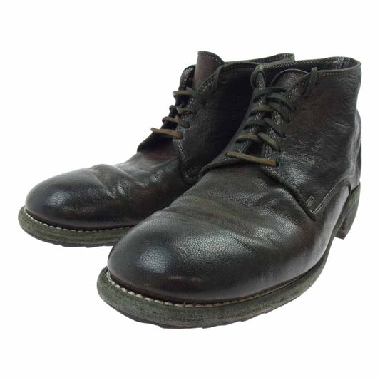 GUIDI グイディ 994 GOAT FULL GRAIN ANKLE BOOTS ゴート レザー アンクル レースアップ ブーツ ダークブラウン系 40【中古】