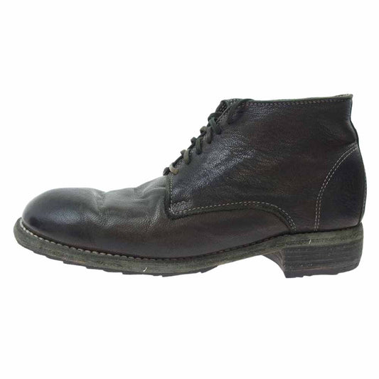 GUIDI グイディ 994 GOAT FULL GRAIN ANKLE BOOTS ゴート レザー アンクル レースアップ ブーツ ダークブラウン系 40【中古】