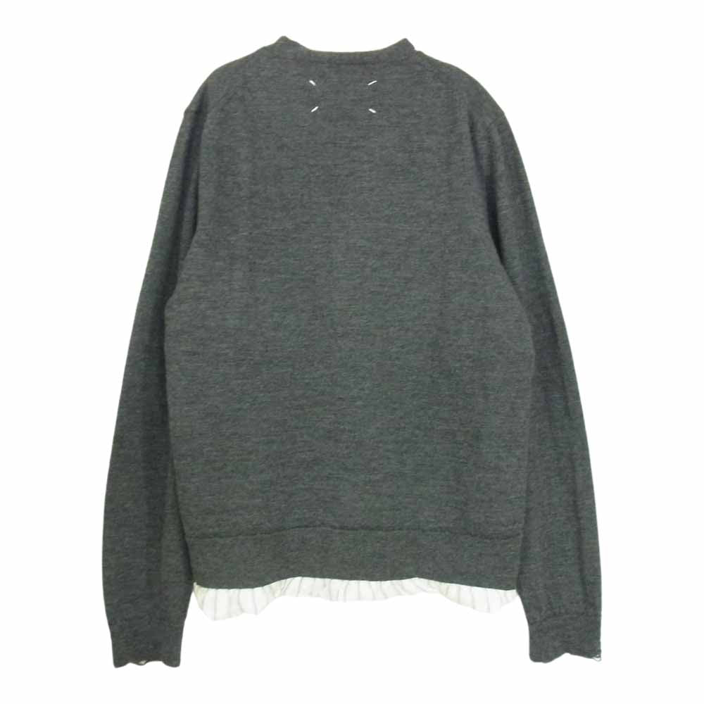 MAISON MARGIELA メゾンマルジェラ 21AW S50HA1008 S17784 14ライン WOOL V-NECK CARDIGAN ダメージ加工 レイヤード カーディガン グレー グレー系 L【中古】