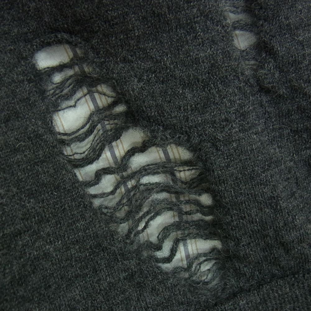 MAISON MARGIELA メゾンマルジェラ 21AW S50HA1008 S17784 14ライン WOOL V-NECK CARDIGAN ダメージ加工 レイヤード カーディガン グレー グレー系 L【中古】