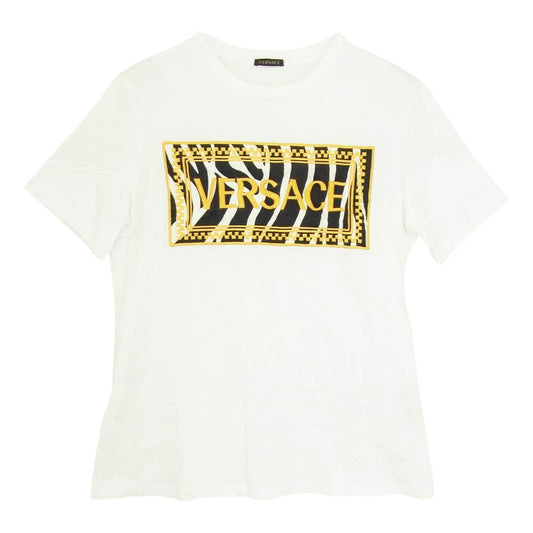 VERSACE ヴェルサーチ ロゴ刺繍 Tシャツ ホワイト系 38【中古】