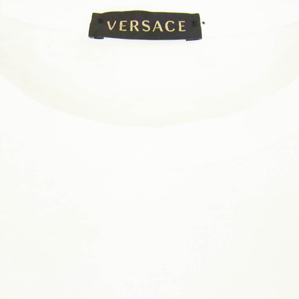 VERSACE ヴェルサーチ ロゴ刺繍 Tシャツ ホワイト系 38【中古】