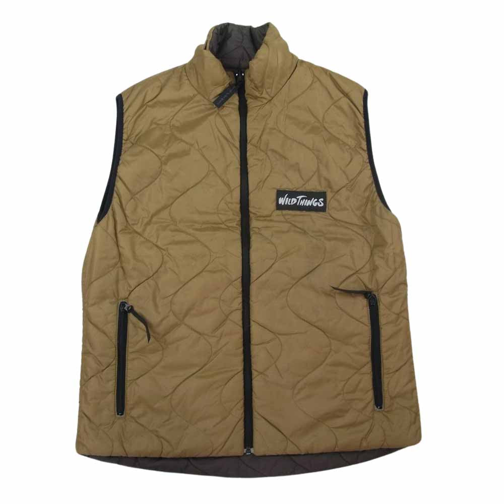 WILDTHINGS ワイルドシングス WILDTHINGS リバーシブルキルティングベスト PRIMALOFT USA製 ブラウン系 ベージュ系 S【中古】