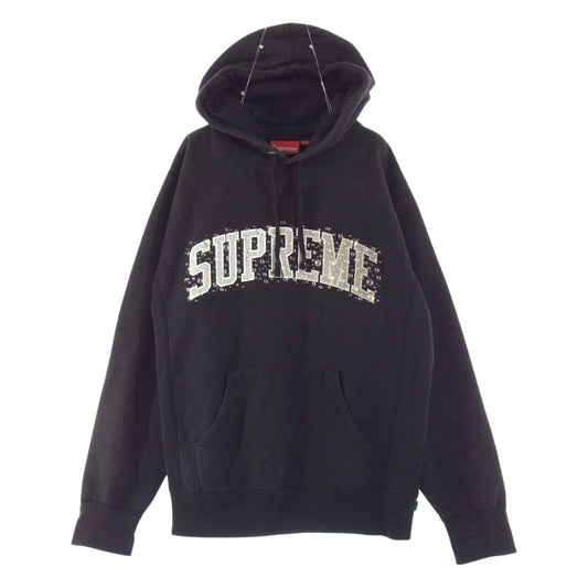 Supreme シュプリーム 18AW Water Arc Hooded Sweatshirt ウォーター アーチ ロゴ プリント フーデッド スウェット プルオーバー パーカー ブラック系 M【中古】
