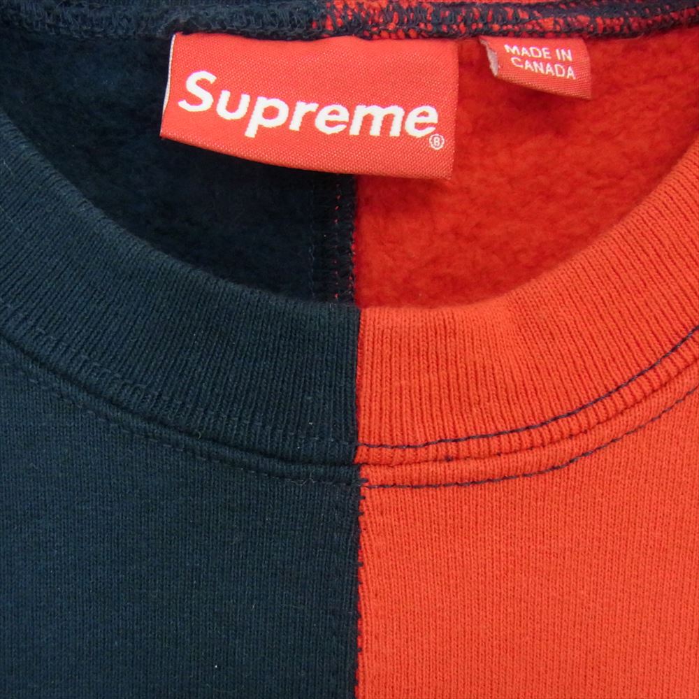 Supreme シュプリーム Split Crewneck Sweatshirt スプリット ロゴ クルーネック スウェット トレーナー レッド レッド系 ネイビー系 S【中古】