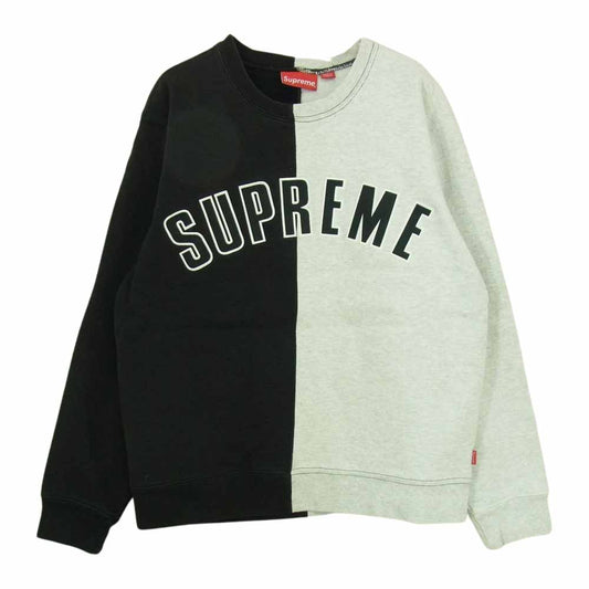 Supreme シュプリーム 18AW Split Crewneck Sweatshirt スプリット ロゴ クルーネック スウェット トレーナー グレー グレー系 ブラック系 S【中古】