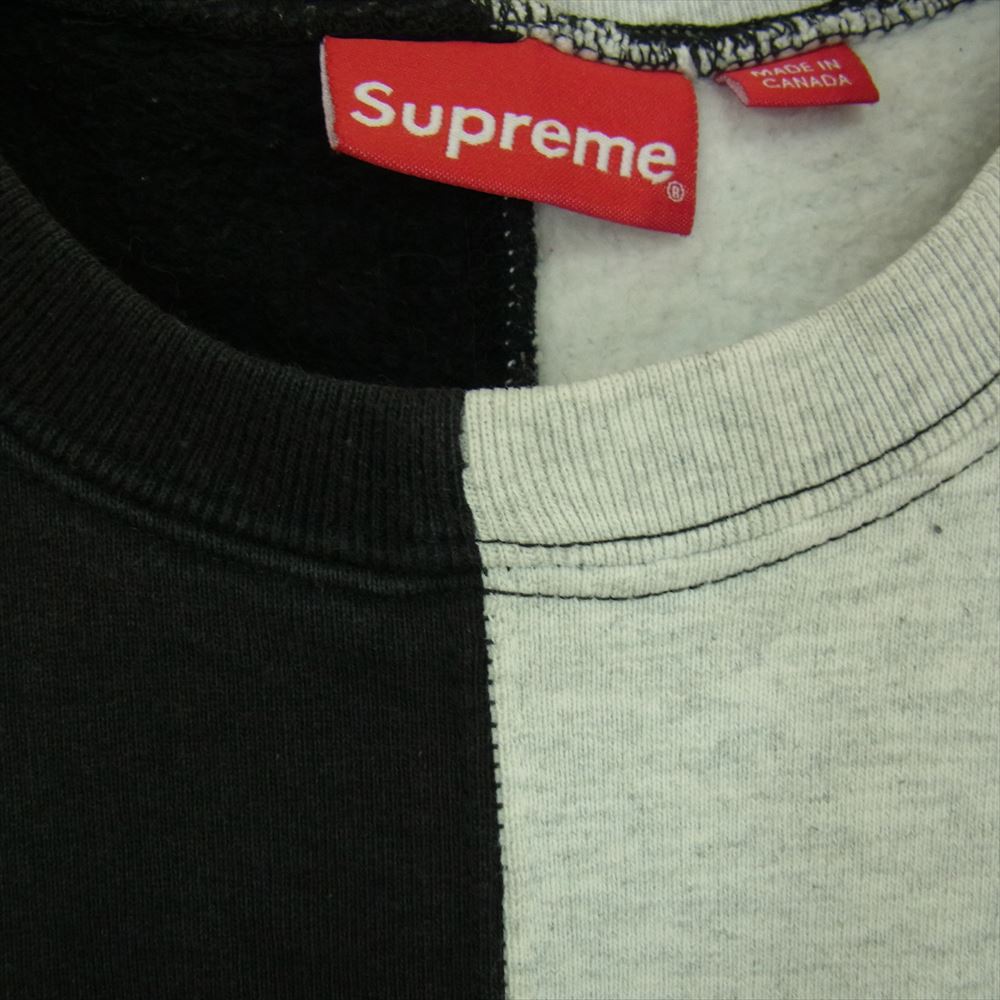 Supreme シュプリーム 18AW Split Crewneck Sweatshirt スプリット ロゴ クルーネック スウェット トレーナー グレー グレー系 ブラック系 S【中古】