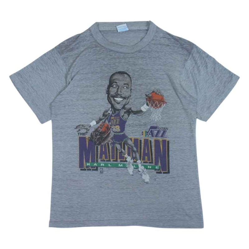 セーラム Karl Malone Retro Basketball Caricature T Shirt カール マロン NBA グレー系 M【中古】