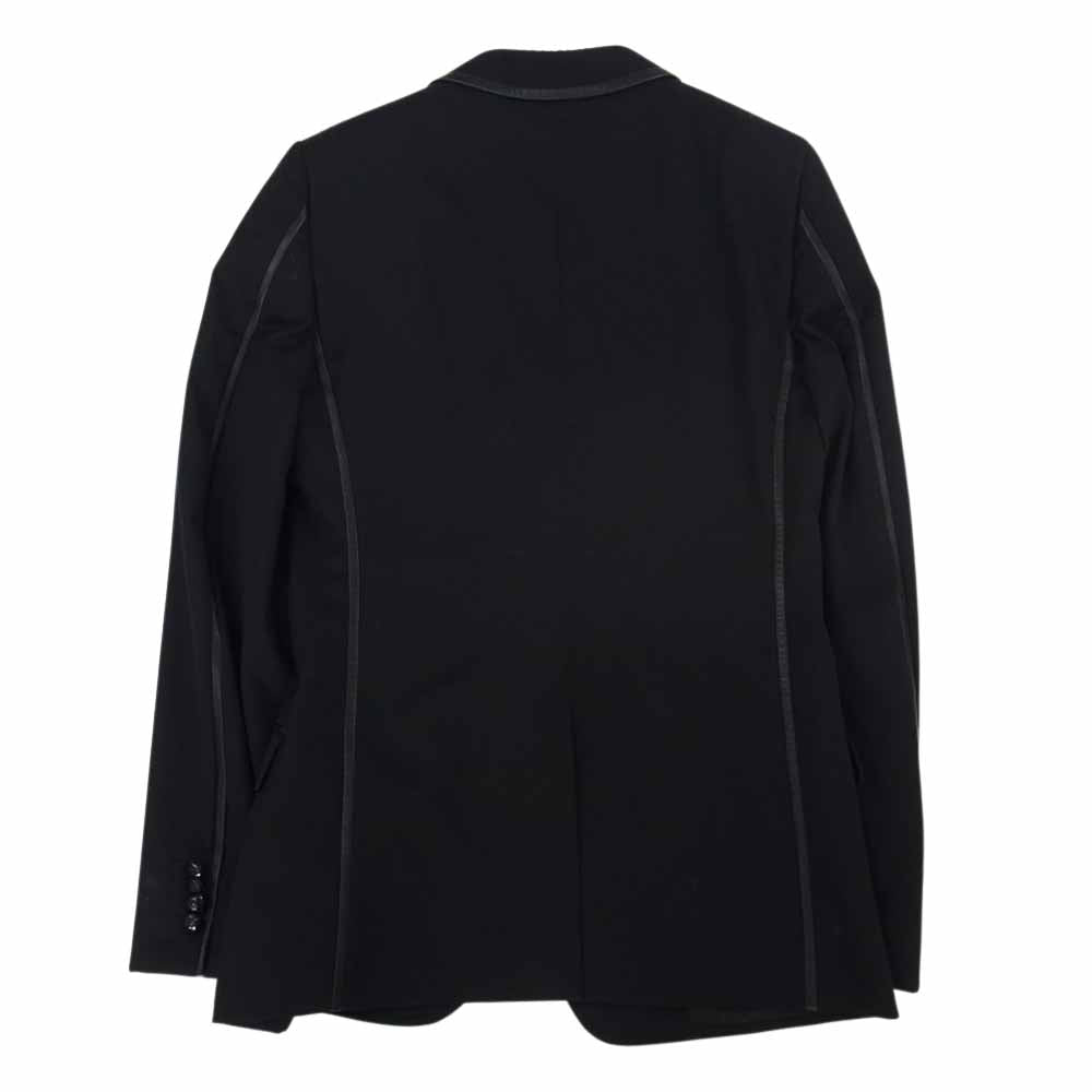 DOLCE&GABBANA ドルチェアンドガッバーナ 国内正規品 裏地ロゴ総柄 レザーパイピング 2Bテーラードジャケット ダークネイビー系 44【中古】
