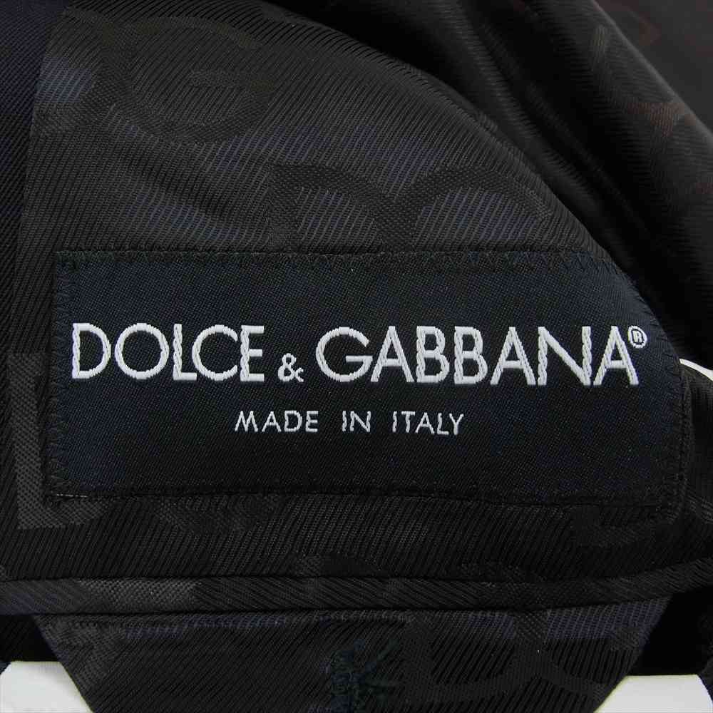 DOLCE&GABBANA ドルチェアンドガッバーナ 国内正規品 裏地ロゴ総柄 レザーパイピング 2Bテーラードジャケット ダークネイビー系 44【中古】