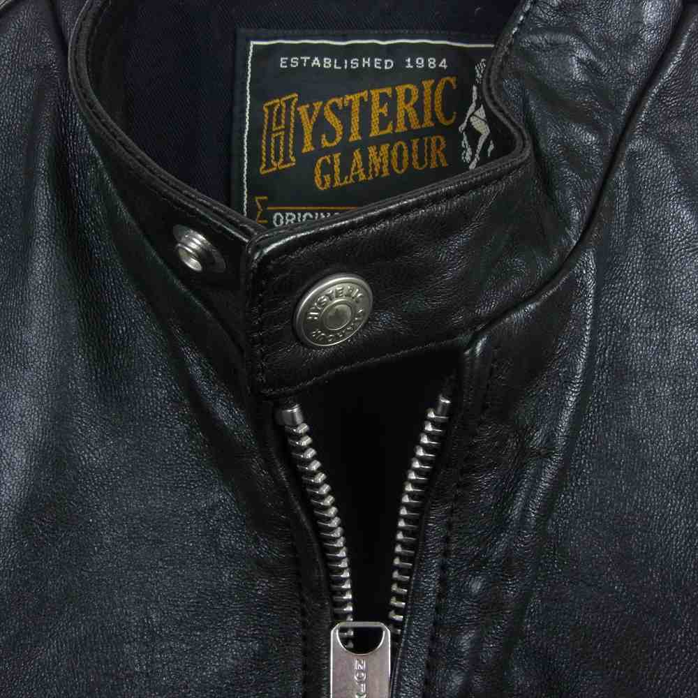 HYSTERIC GLAMOUR ヒステリックグラマー 0263LB01 ラムレザー シングル ライダースジャケット ブラック系 S【中古】