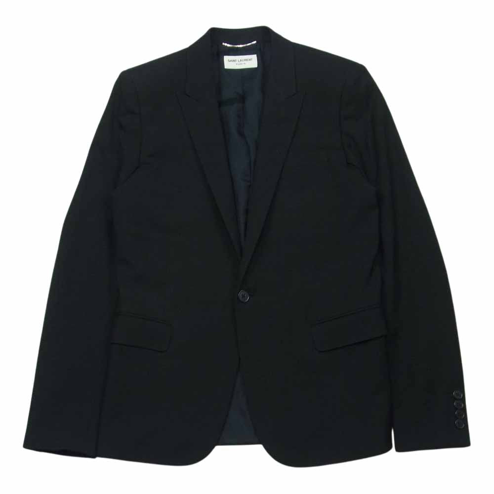 SAINT LAURENT サンローラン 14AW 343250 YM39M 国内正規品 エディ期 裏地シルク100％ ピークトラペル 1B テーラード ジャケット ブラック系 46【中古】