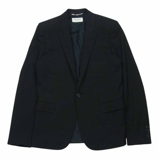 SAINT LAURENT サンローラン 14AW 343250 YM39M 国内正規品 エディ期 裏地シルク100％ ピークトラペル 1B テーラード ジャケット ブラック系 46【中古】