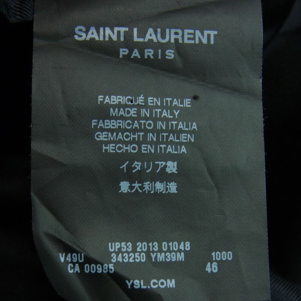 SAINT LAURENT サンローラン 14AW 343250 YM39M 国内正規品 エディ期 裏地シルク100％ ピークトラペル 1B テーラード ジャケット ブラック系 46【中古】