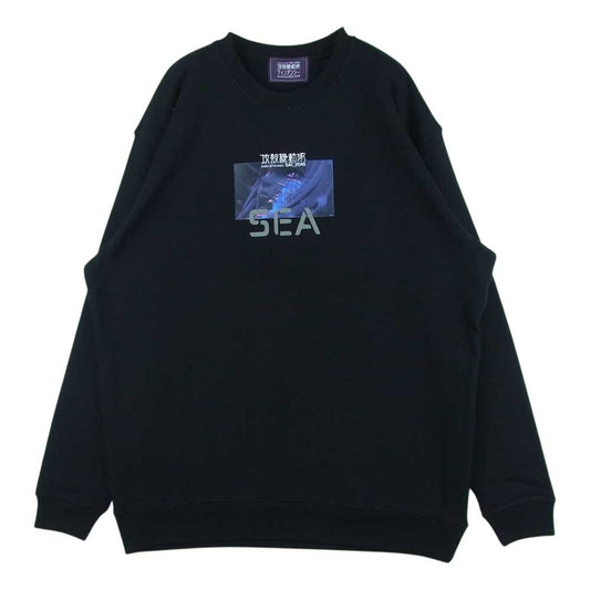 WIND AND SEA ウィンダンシー 44821 WDS-GITS-09 GHOST IN THE SHELL SAC_2045 REFLECTION CREW NECK 攻殻機動隊 クルーネック スウェット トレーナー ブラック系 L【新古品】【未使用】【中古】