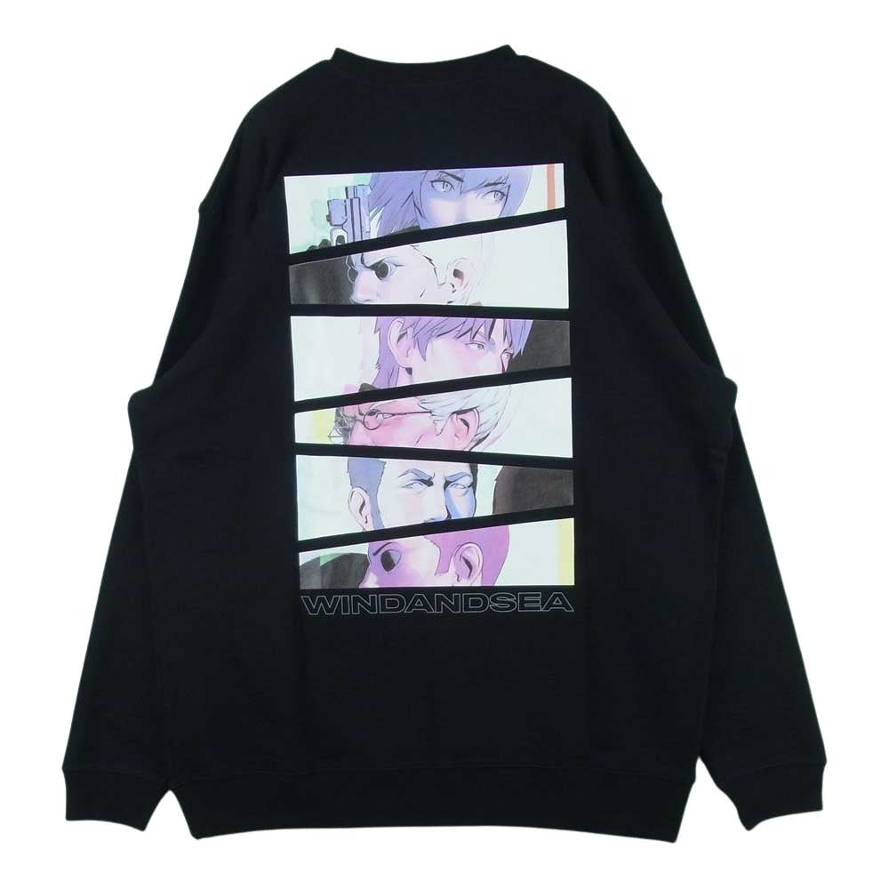 WIND AND SEA ウィンダンシー 44821 WDS-GITS-09 GHOST IN THE SHELL SAC_2045 REFLECTION CREW NECK 攻殻機動隊 クルーネック スウェット トレーナー ブラック系 L【新古品】【未使用】【中古】