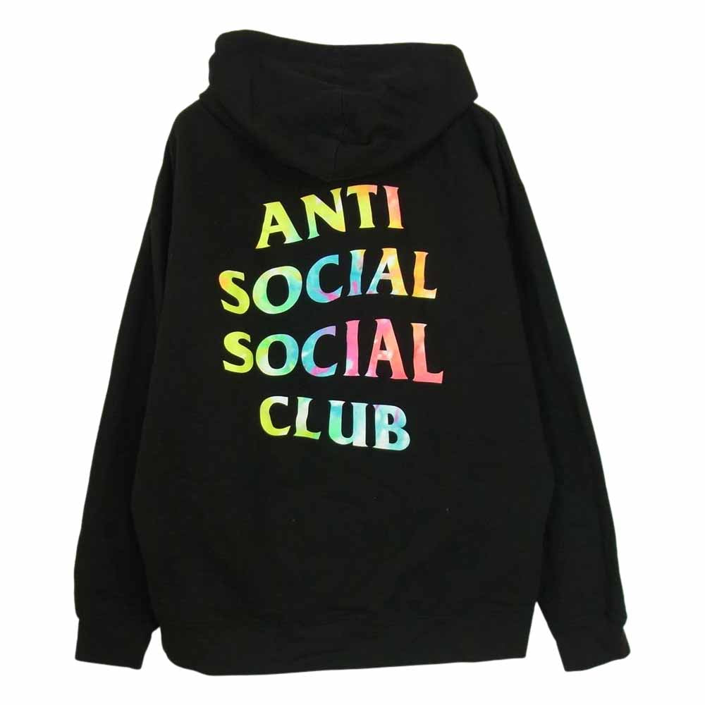アンチソーシャルソーシャルクラブ マルチカラー ロゴ プルオーバー パーカー ブラック系 L【中古】